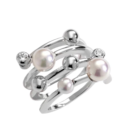 Anillo Majorica Espiral Plata y Perla 10554.01.2.913.700.1