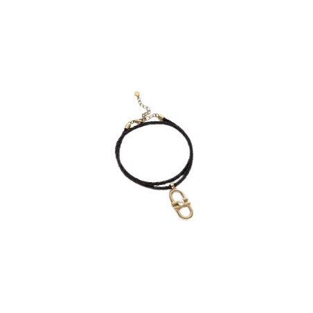 Collar Majorica Equus Cuero, Acero Baño Oro y Perla 18270.01.B.N40.530.1
