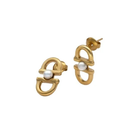 Pendientes Majorica Equus Acero Baño Oro y Perla 18272.01.B.E00.906.1