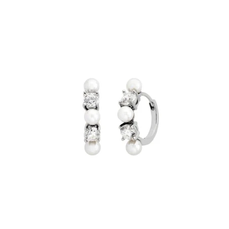 Pendientes Aro Majorica Plata, Circonitas y Perlas 18171.01.2.E00.909.1