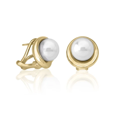 Pendientes Majorica Margot Plata Baño Oro y Perla Blanca Aplastada 16348.01.1.000.010.1