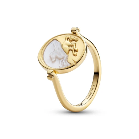 Anillo Pandora Medallón Reversible Pegaso Baño Oro 164812C01