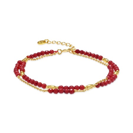 Pulsera Luxenter Massy Plata Baño Oro y Bolitas Rojas BXA569Y9500