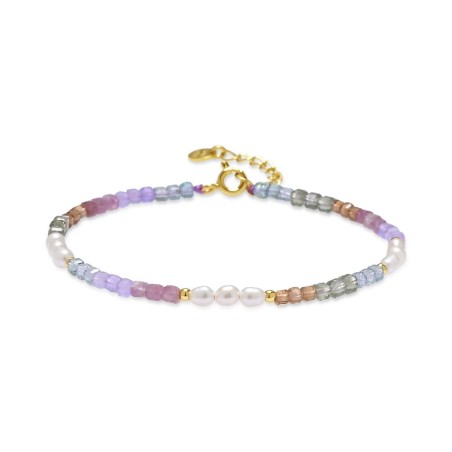 Pulsera Luxenter Amilo Plata Baño Oro, Piedras Multicolor y Perlas BXA592Y11400