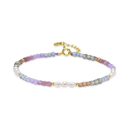Pulsera Luxenter Amilo Plata Baño Oro, Piedras Multicolor y Perlas BXA592Y11400