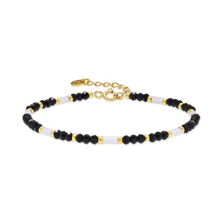 Pulsera Luxenter Tacwen Plata Baño Oro y  Piedras Negras BXA596YC0100