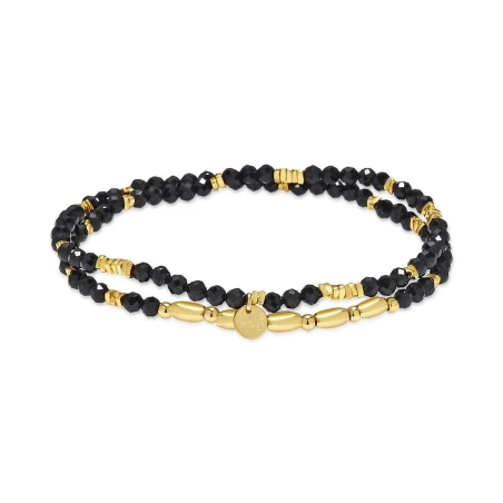 Pulsera Luxenter Adanlex Plata Baño Oro y Piedras Negras BXA598YC0100