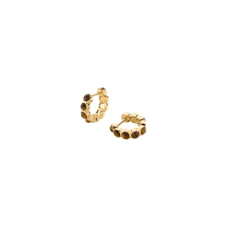 Pendientes Aros Agatha Paris Batignolles Baño Oro y Ojo de Tigre 02380817-236-TU