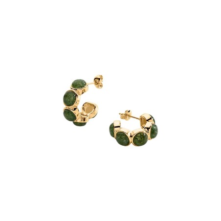 Pendientes Aros Agatha Paris Batignolles Baño Oro y Cuarzo Verde 02380816-658-TU