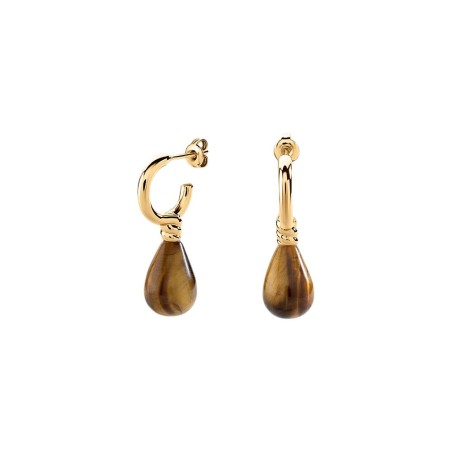 Pendientes Agatha Paris Batignolles Baño Oro y Ojo de Tigre 02380813-236-TU