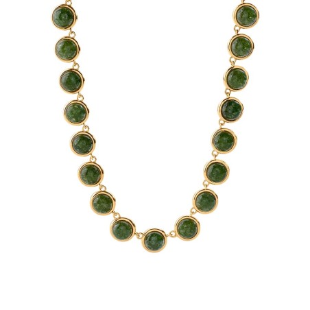 Collar Corto Agatha Paris Stone Batignolles Baño Oro y Cuarzo Verde 02680490-658-TU
