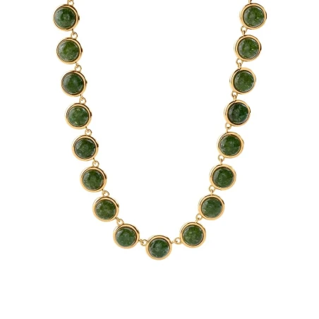 Collar Corto Agatha Paris Stone Batignolles Baño Oro y Cuarzo Verde 02680490-658-TU
