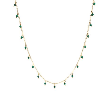 Collar Corto Agatha Paris Alma Baño Oro y Malaquitas 02680494-297-TU
