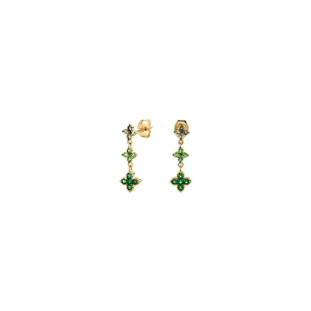 Pendientes Largos Agatha Paris Beloved Baño Oro y Circonitas Verdes 02390564-658-TU