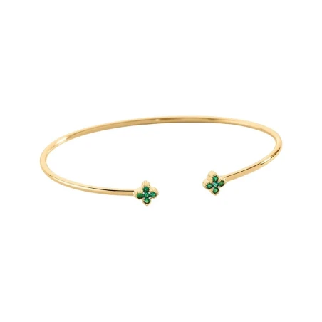 Pulsera Rígida Agatha Paris Beloved Baño Oro y Circonitas Verdes 02490504-658-TU