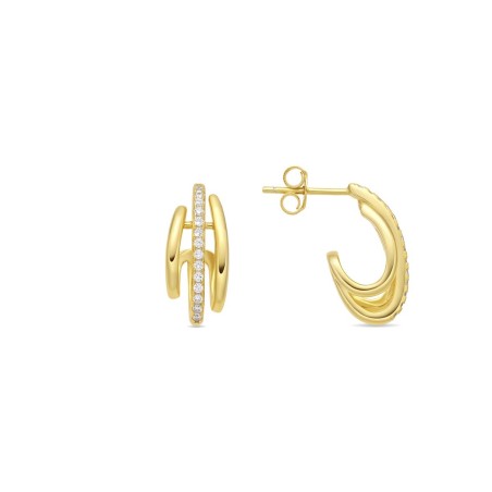 Pendientes Luxenter Thadea Aros Plata Baño Oro y Circonitas Blancas EO184Y0000