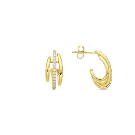 Pendientes Luxenter Thadea Aros Plata Baño Oro y Circonitas Blancas EO184Y0000