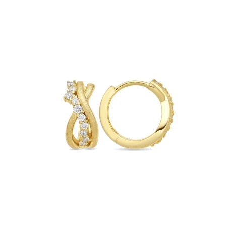 Pendientes Luxenter Torlith Plata Baño Oro y Circonitas Blancas EO188Y0000