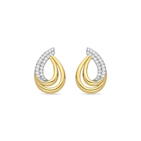 Pendientes Luxenter Milvan Plata Baño Oro y Circonitas Blancas ET671M0000