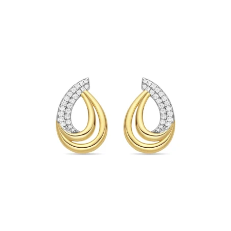 Pendientes Luxenter Milvan Plata Baño Oro y Circonitas Blancas ET671M0000