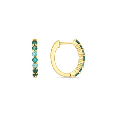 Pendientes Luxenter Koin Aro Plata Baño Oro y Circonitas Verdes ET692Y90700