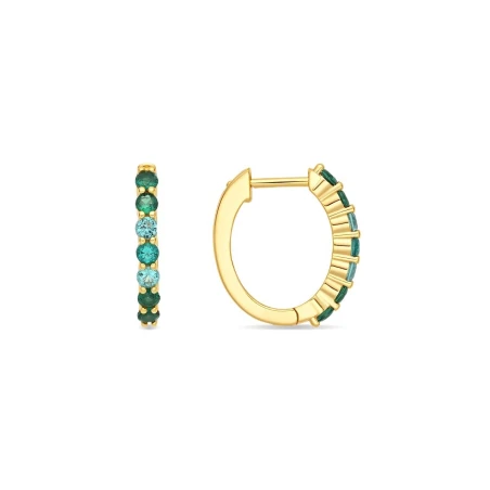 Pendientes Luxenter Koin Aro Plata Baño Oro y Circonitas Verdes ET692Y90700