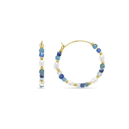 Pendientes Luxenter Fadlio Aro Plata Baño Oro Piedras Azules y Perlas EXA927Y11400
