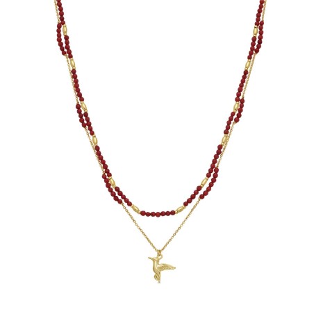 Collar Luxenter Massy Plata Baño Oro y Piedras Negras NXA776Y9500