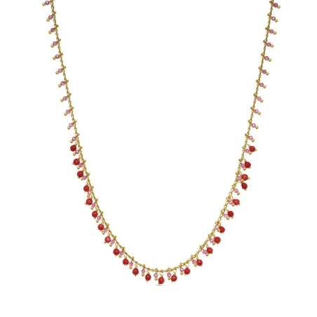 Collar Luxenter Laymar Plata Baño Oro y Piedras Rosa y Roja NXA778Y9500