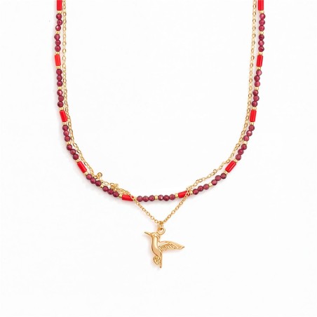 Collar Luxenter Ry Plata Baño Oro y Piedras Rojas NXA779Y9500