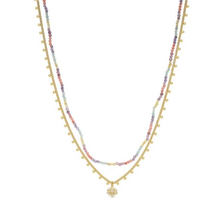 Collar Luxenter Midva Plata Baño Oro y Piedras Multicolor NXA789YC2000