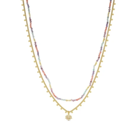 Collar Luxenter Midva Plata Baño Oro y Piedras Multicolor NXA789YC2000