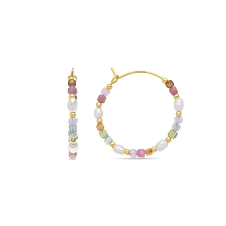 Pendientes Luxenter Aprok Aro Plata Baño Oro y Piedras multicolor EXA948Y31200