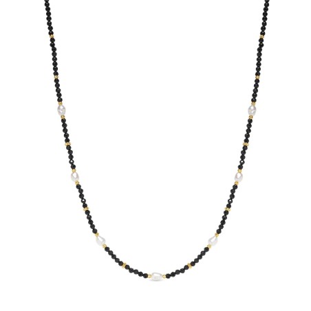 Collar Luxenter Susu Plata Baño Oro y Piedras Negras y Perlas NXA798YC0100