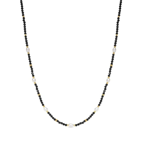 Collar Luxenter Susu Plata Baño Oro y Piedras Negras y Perlas NXA798YC0100