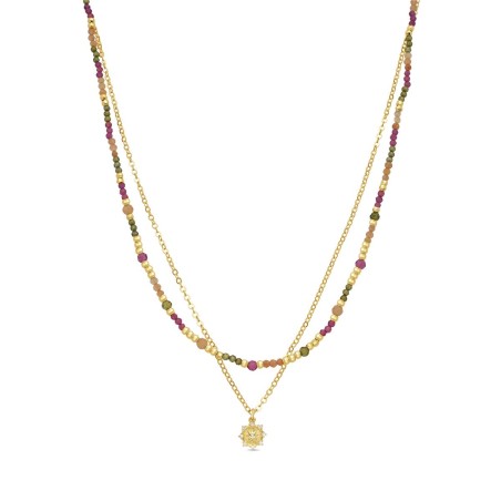 Collar Luxenter Comeda Plata Baño oro y Piedras Multicolor NXA803YC2000