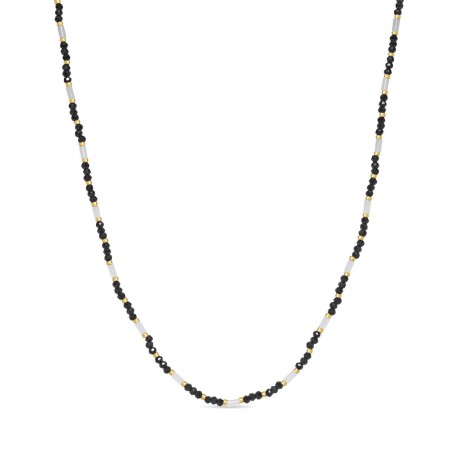 Collar Luxenter Tacwen Plata Baño Oro y Piedras Negras y Blancas NXA796YC0100