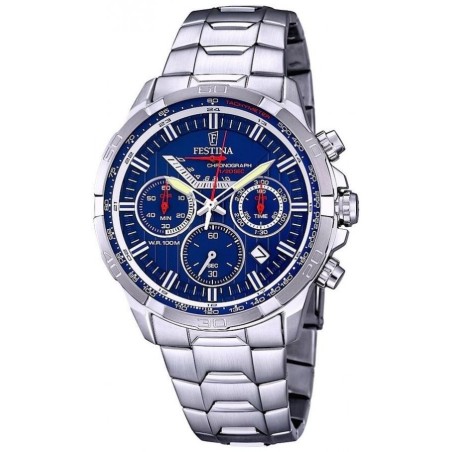Reloj Festina Hombre Cronógrafo Plateado y Azul F6836/3