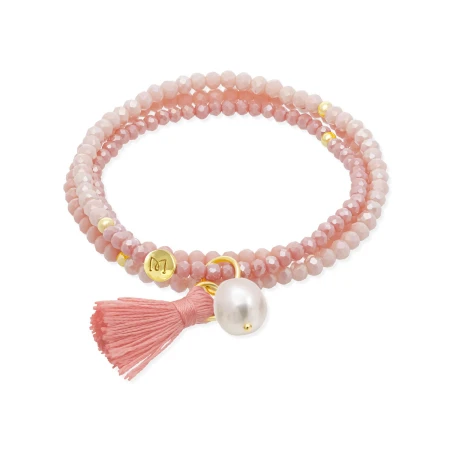 Pulsera Marina García Zen Salmón y Perla Plata Baño Oro 91287UP
