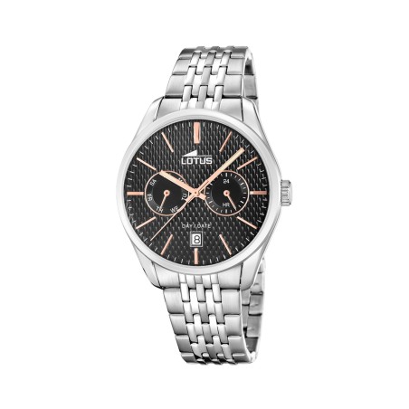 Reloj Lotus Plateado y Negro Multifunción Hombre 19072/4
