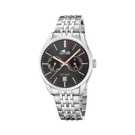 Reloj Lotus Plateado y Negro Multifunción Hombre 19072/4