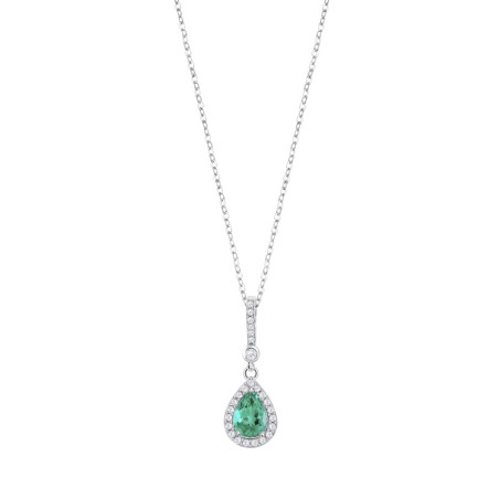 Collar Lotus Silver Colors Plata y Circonita Verde LP1592-1/5