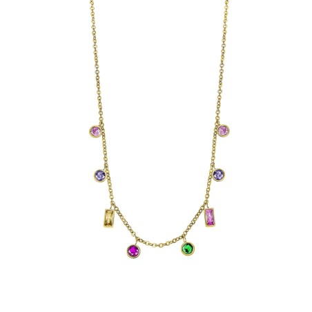 Collar Lotus Style Acero Baño Oro y Circonitas Multicolor LS2660-1/1