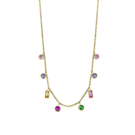Collar Lotus Style Acero Baño Oro y Circonitas Multicolor LS2660-1/1