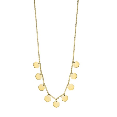 Collar Lotus Style Hexágonos Acero Baño Oro Mujer LS2669-1/2