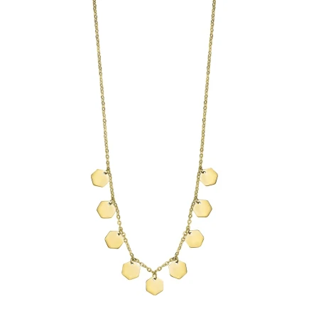 Collar Lotus Style Hexágonos Acero Baño Oro Mujer LS2669-1/2