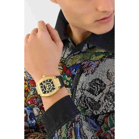 Reloj Philipp Plein The Hexagon Phatom Negro y Dorado Analógico Hombre PWPUA0424