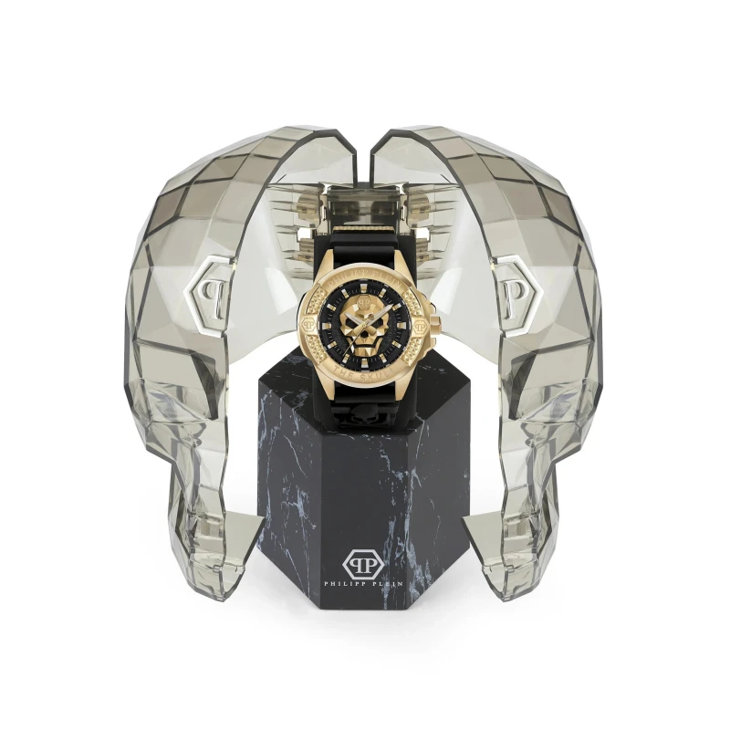 Reloj Philipp Plein The Skull Dorado y Negro Analógico Hombre PWAAA0221