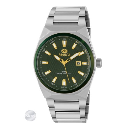 Reloj Marea Plateado y Verde Analógico Hombre B36223/3