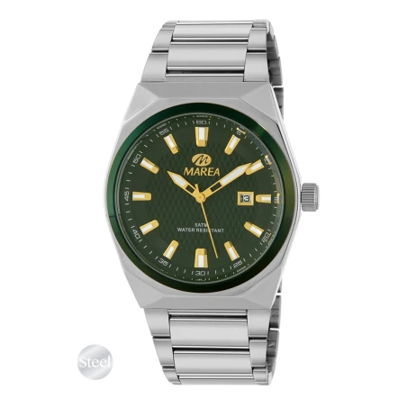 Reloj Marea Plateado y Verde Analógico Hombre B36223/3